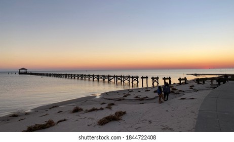 Pier At Sunset After Hurricane Zeta 2020