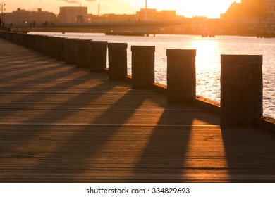 Pier At Sunset, Long Shadows