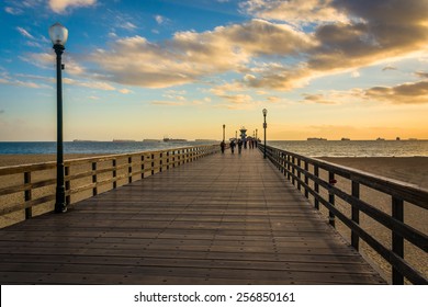 The Pier At Sunset, In Seal Beach, California.