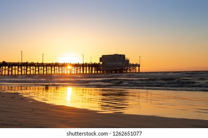 Pier At Sunset - Southern California Boardwalk At Sunset 