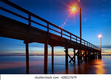         Pier Twilight. Crescent Beach Pier near White Rock at twilight. Surrey, BC, Canada.                      