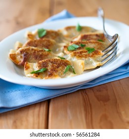Pierogi on kitchen table