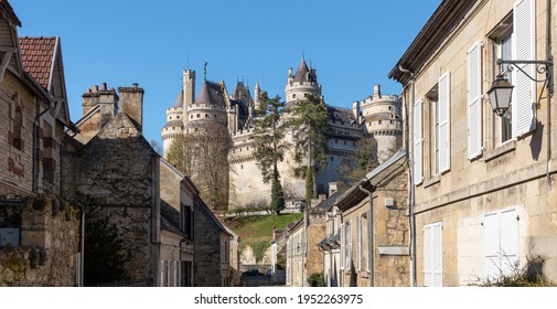 PIERREFONDS, FRANCE - APRIL 7, 2021: The Medieval Castle Of Pierrefonds Is An Imposing Fortress Located At The Edge Of The Forest Of Compiègne, Classified As A Historical Monument Since 1862.