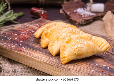 Pies House With Cheese And Sesame, Fried In Hot Fan
