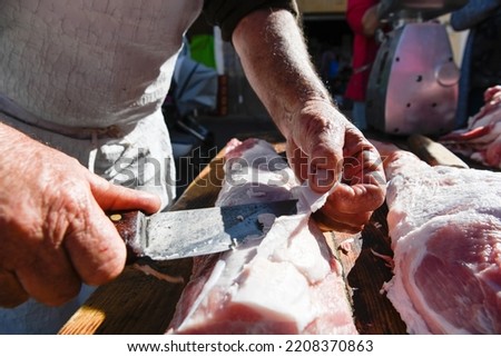 Pig slaughtering  ham production process