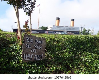 Pigeon Forge, Tennessee, United States-July 9, 2017:  An Outdoor View Of The Titanic Museum Attraction Housing Many Artifacts From The Original Ship                           