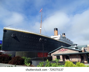 Pigeon Forge, Tennessee, United States-July 9, 2017:  An Outdoor View Of The Titanic Museum Attraction Housing Many Artifacts From The Original Ship                           