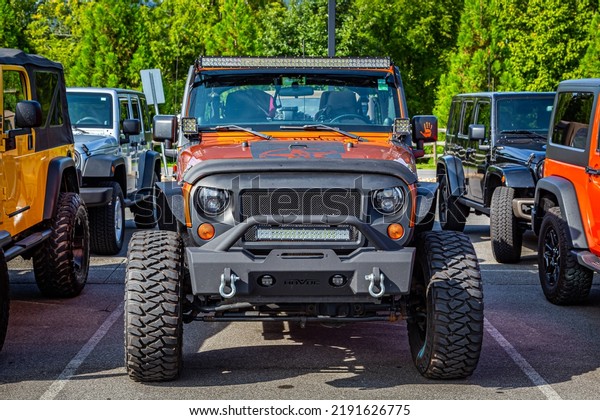Pigeon Forge, TN\
- August 25, 2017: Modified Jeep Wrangler Sport Unlimited JK Soft\
Top at a local enthusiast\
rally.