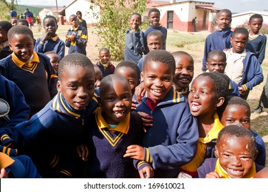 PIGGS PEAK, SWAZILAND-JULY 29: Unidentified Swazi schoolboys on July 29, 2008 in Nazarene Mission School, Piggs Peak, Swaziland. Close to 10% of SwazilandÃ¢Â?Â?s population are orphans, due to HIV/AIDS.