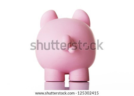 Piggy bank back. Isolated on white.