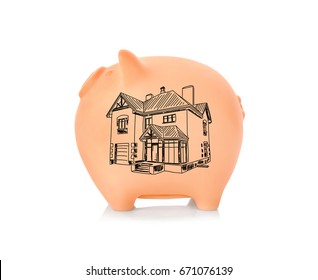 Piggy Bank Drawing House On White Stock Photo Edit Now 671076139 - roblox piggy house background drawing