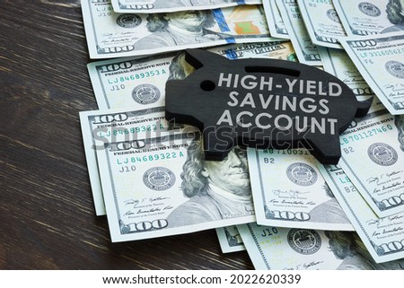 Piggy bank and high yield savings account words on it.