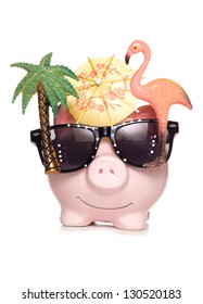 Piggy Bank With Holiday Sun Glasses Studio Cutout