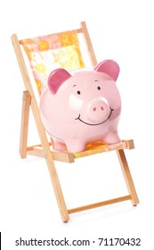 Piggy Bank On Deck Chair Studio Cutout