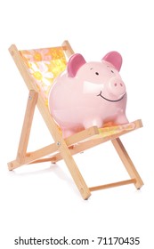 Piggy Bank On Deck Chair Studio Cutout