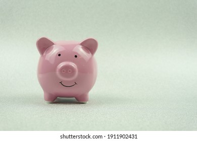 Piggy Bank on Soft Blue Background