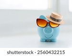 piggy bank in sunglasses, money, vacation.