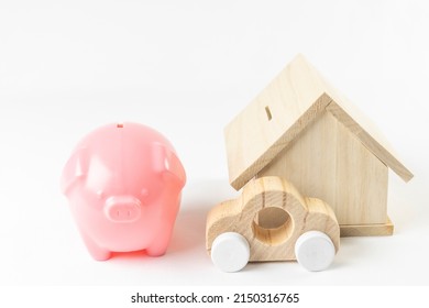 Piggy Bank, Toy House And Car