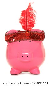 Piggy bank wearing a flapper girl headband cutout