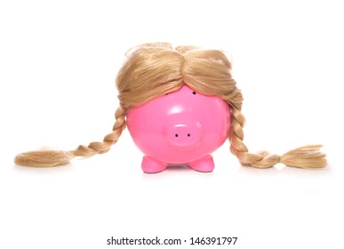 Piggy Bank Wearing A Wig Studio Cutout