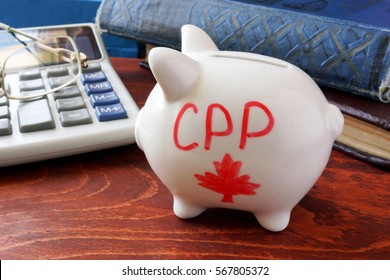 Piggy Bank With Word CPP. Canada Pension Plan Concept.