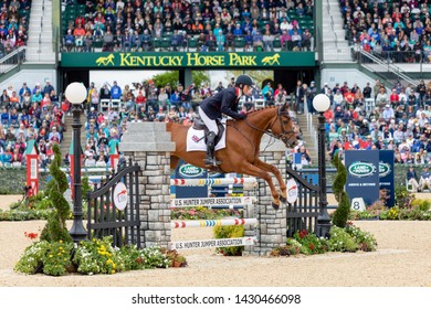 Piggy French on Quarrycrest Echo, Stadium Jumping Test, 2019 Land Rover Kentucky Three-Day Event at the the Kentucky Horse Park in Lexington.