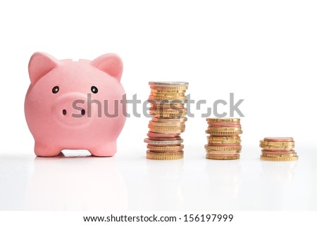 Piggybank and money tower