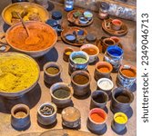 Pigments powders for oil paints like they were made by dutch master painters in golden age 17th century in Amsterdam