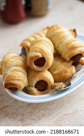 Pigs In A Blanket - Mini Sausage Roll On A Plate.