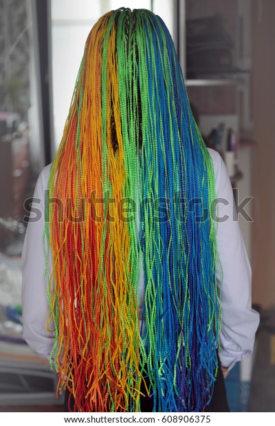 Pigtails Color Rainbow Red Orange Yellow Stock Photo Edit Now
