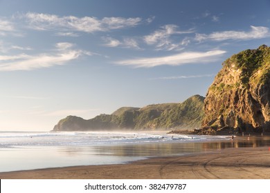 Piha Beach at Sunset, Auckland, New Zealand