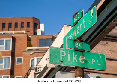 Pike Place Street Sign In Downtown Seattle.