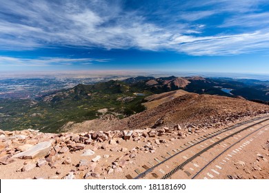 Pikes Peak Cog Railway From Top Of Pike Peak, Colorado Springs, CO