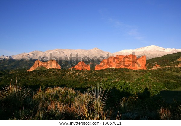 Pikes Peak Garden Gods After Late Stock Photo (Edit Now
