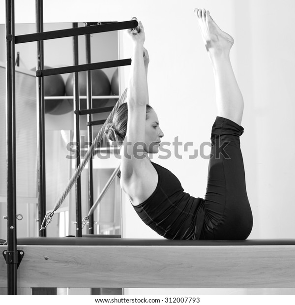 Pilates Woman Reformer Exercise Gym Indoor Stock Photo Edit Now