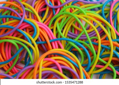 Pile Of 1980s Colorful Fashion Bracelets