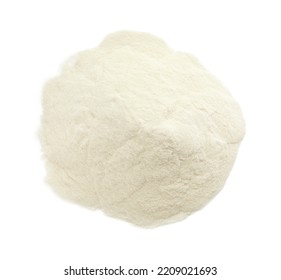Pile of agar-agar powder isolated on white, top view
