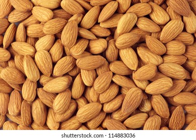 Pile Of Almonds Close-up As Background.