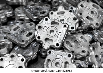 Pile Of Aluminum Automotive Parts, Casting Process In The Automotive Industry Factory