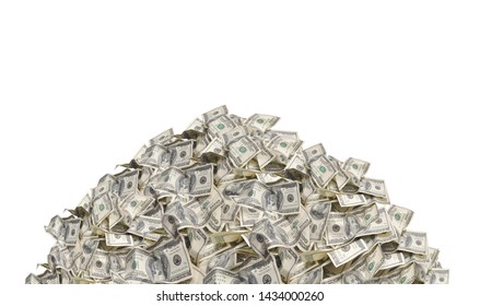 Pile with american one hundred dollar bills isolated on white background - Shutterstock ID 1434000260