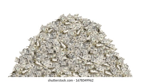 Pile with american one hundred dollar bills isolated on white background - Shutterstock ID 1678349962