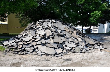 Pile Of Asphalt Rubble On The Ground