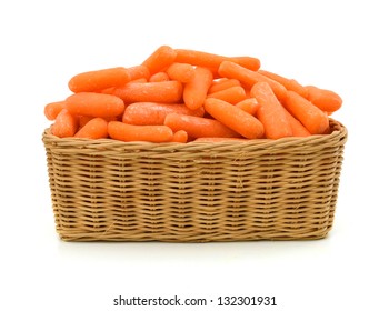 Pile Of Baby Carrots In Basket