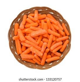 Pile Of Baby Carrots In Basket