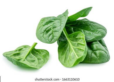 Pile of baby spinach leaves isolated on white background. Fresh green spinach.  Closeup - Shutterstock ID 1663110610