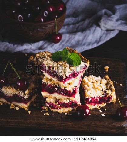 Similar – Image, Stock Photo pile of baked cake with cherry