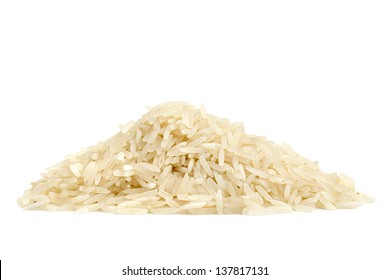 Pile Of Basmati Rice On White Background