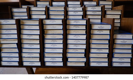 Pile Of Bibles On The Table ,bible In Church