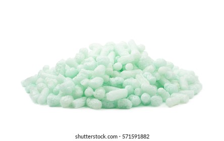 Pile Of Bioplastic Packing Foam Peanuts Isolated Over The White Background