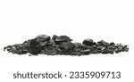 Pile black coal isolated on white, side view  